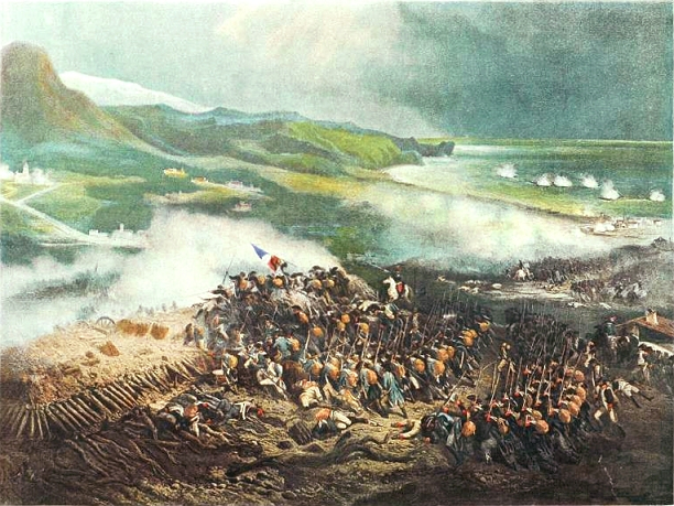 Prise d'une redoute par les Français lors de la bataille de Loano - les 23 et 24 novembre 1795 - par d'Hippolyte Bellangé